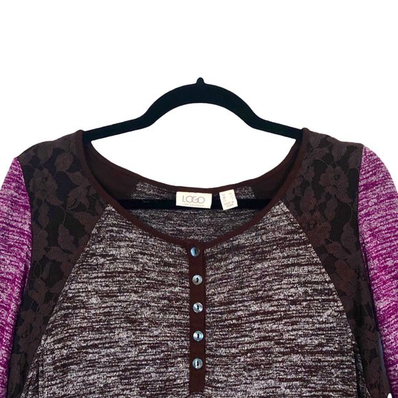 LOGO by Lori Goldstein Space Dye Color-Blocked Top - Picture 5 of 8